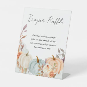 Diaper Raffle Fall Little Pumpkin Baby Shower  Pedestal Sign