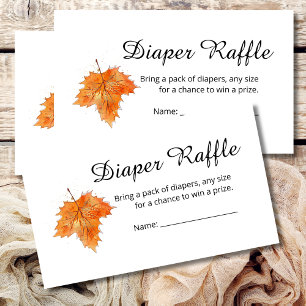 Diaper Raffle Fall Orange Rustic Brown Leaves Enclosure Card