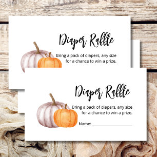 Diaper Raffle Fall Pumpkin Rustic Brown Floral Enclosure Card