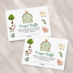 Diaper Raffle Farm Animals Barnyard Baby Shower Enclosure Card