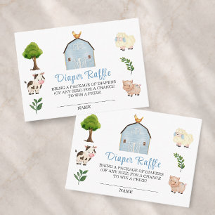 Diaper Raffle Farm Animals Barnyard Baby Shower Enclosure Card