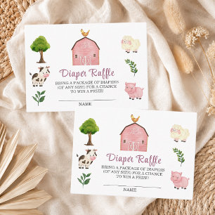 Diaper Raffle Farm Animals Barnyard Baby Shower Enclosure Card