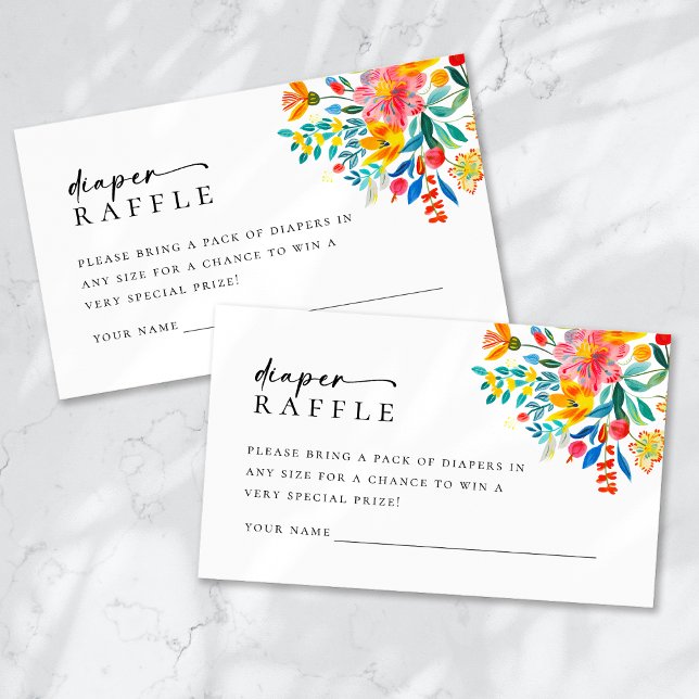 Diaper Raffle Floral Fiesta Baby Shower Enclosure Card (Creator Uploaded)