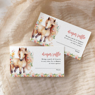 Diaper Raffle Floral Horse Baby Shower Enclosure Card