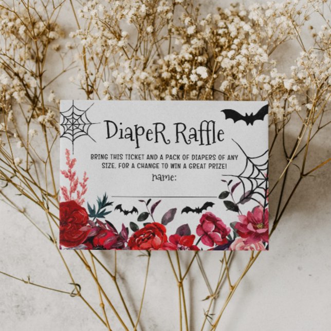 Diaper Raffle Flowers Halloween Baby Shower Enclosure Card (Creator Uploaded)