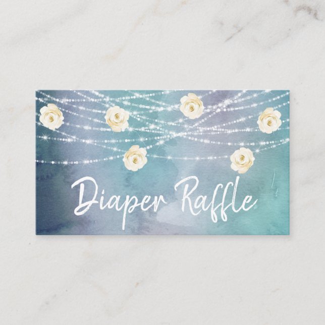 *~* Diaper Raffle Flowers Lights Roses Baby Shower Enclosure Card (Front)