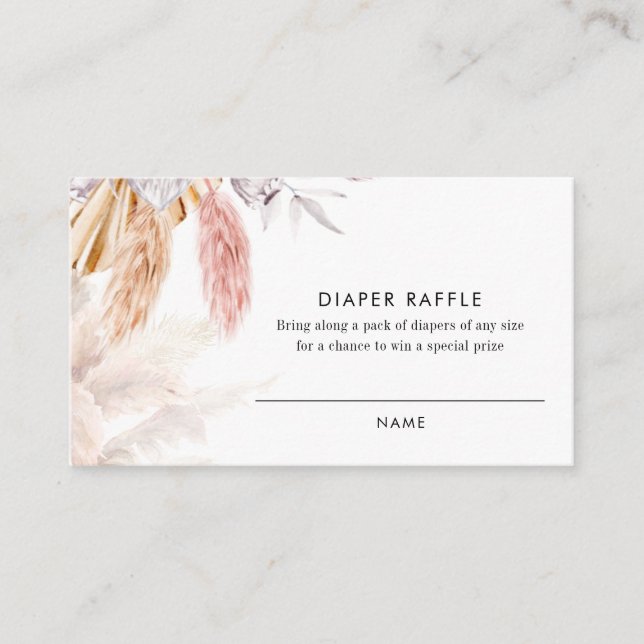 Diaper Raffle for Baby Shower Pampas Enclosure Card (Front)