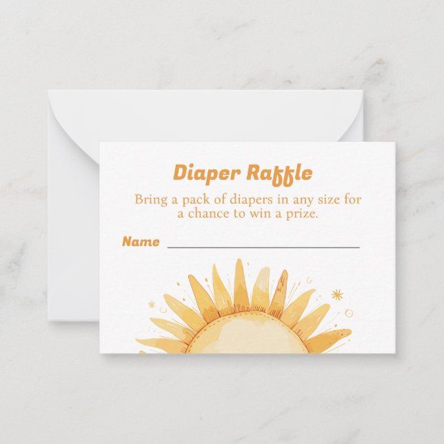 Diaper Raffle for Baby Shower Sunshine Theme Card (Front)
