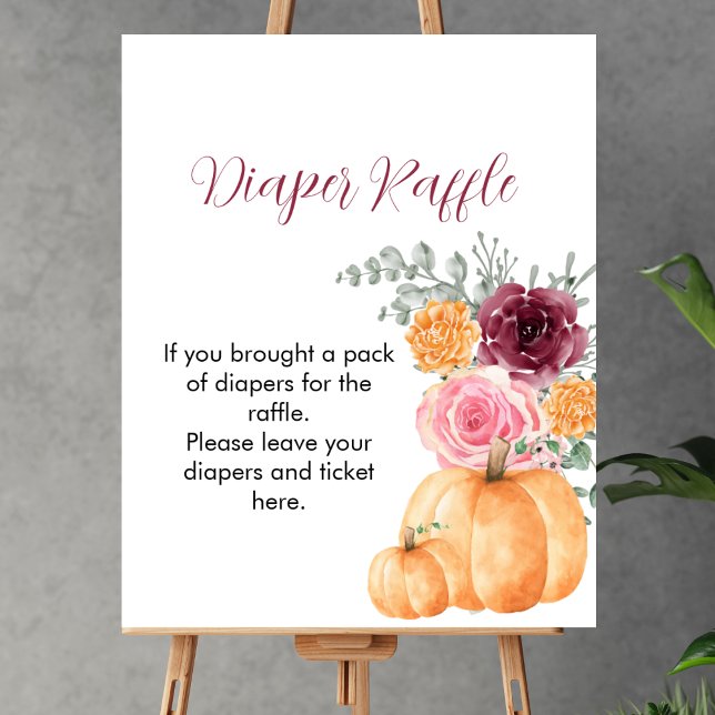 Diaper Raffle Game Fall Pumpkin Burgundy Pink  Poster (Creator Uploaded)