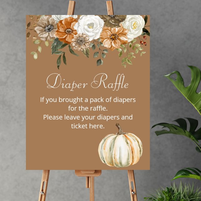 Diaper Raffle Game Fall Pumpkin Rustic Brown  Poster (Creator Uploaded)