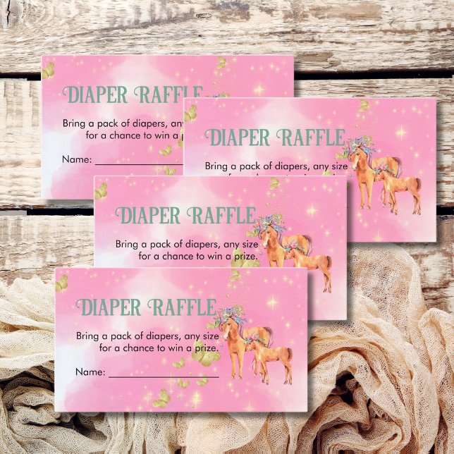 Diaper Raffle Game Magical Unicorns And Butterfly Enclosure Card (Creator Uploaded)