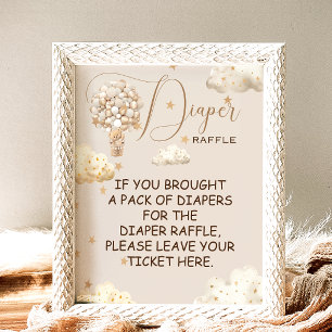 Diaper Raffle Game Teddy Bear balloons ThemeSign Poster