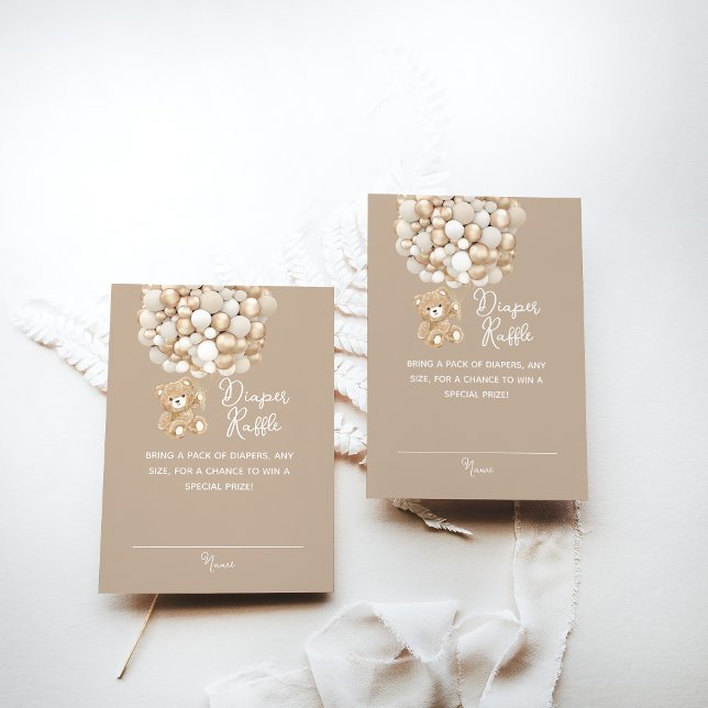 Diaper Raffle Gender Neutral Bear Baby Shower Enclosure Card (Creator Uploaded)