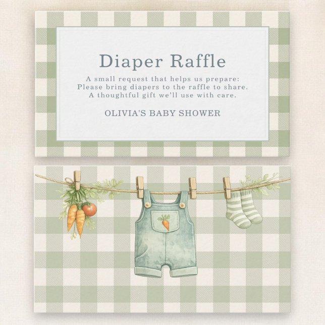 Diaper Raffle Gingham Locally Grown  Enclosure Card (Creator Uploaded)