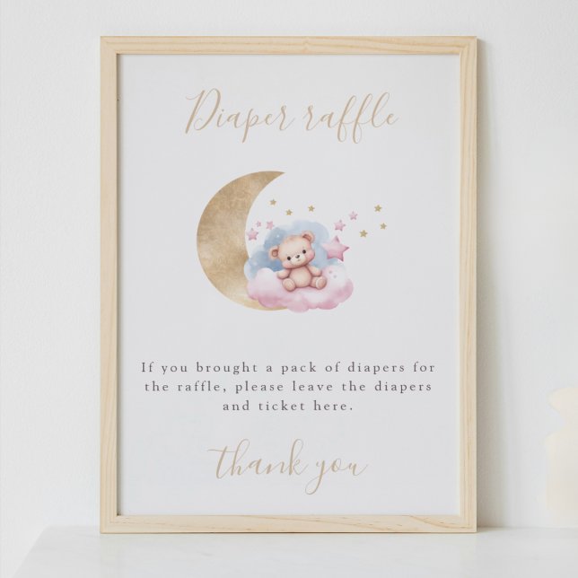 Diaper Raffle Gold Moon Stars Baby Shower Sign (Creator Uploaded)