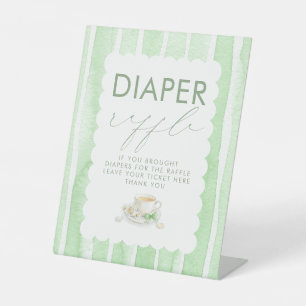 Diaper Raffle Green Baby Shower Table Sign