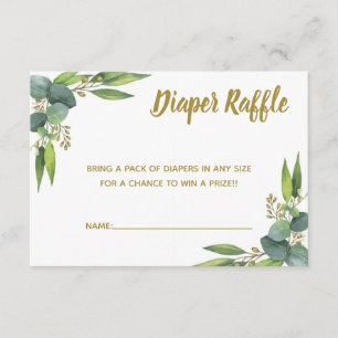 Diaper Raffle Greenery Gold Baby Shower Insert