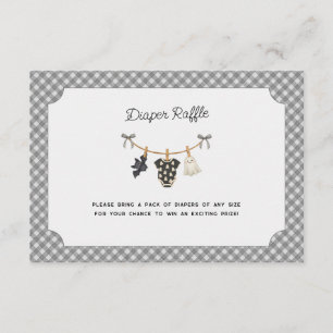 Diaper Raffle Grey Gingham Halloween Baby Shower Enclosure Card