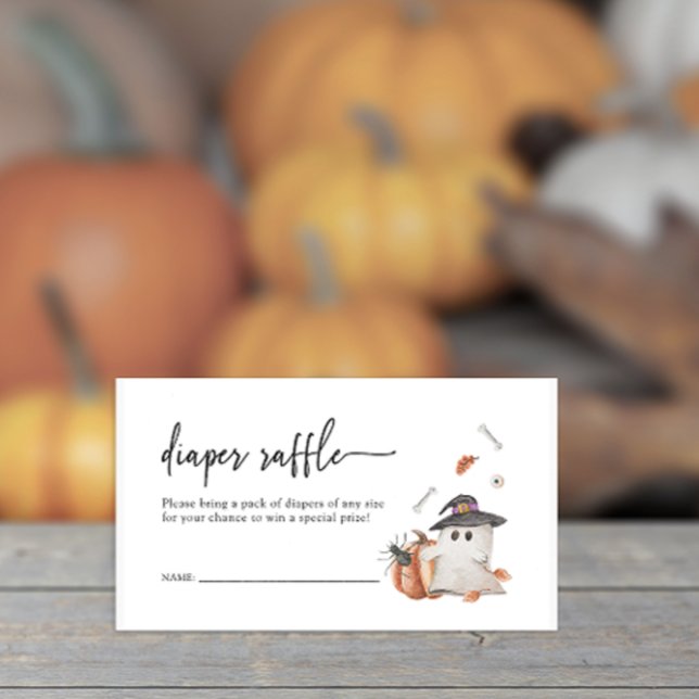 Diaper Raffle Halloween Baby Shower Enclosure Card (Halloween Diaper Raffle Enclosure Card A Little Boo Is Almost Due Baby Shower Ghost Pumpkin)