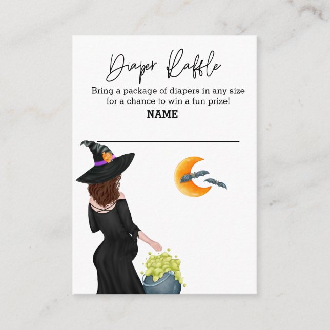 Diaper Raffle Halloween Witch Watercolor   Enclosure Card (Front)