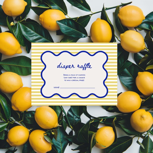 Diaper Raffle Hand Drawn Blue & Yellow Italian Enclosure Card (diaper raffle baby shower enclosure card italian ciao baby baby shower theme hand drawn aesthetic)