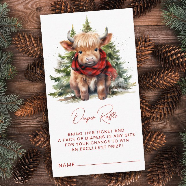 Diaper Raffle Highland Cow Cosy Winter Baby Shower Enclosure Card (Creator Uploaded)