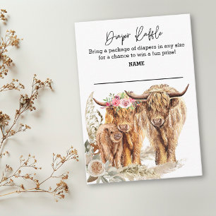 Diaper Raffle Highland Cow Couple Pampas Grass  Enclosure Card