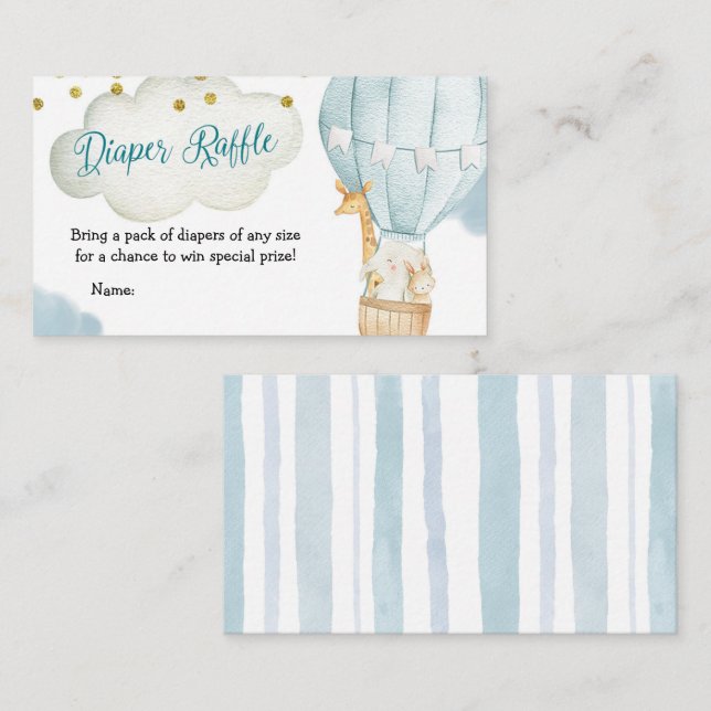 Diaper Raffle Hot Air Balloon Animals Enclosure Card (Front/Back)
