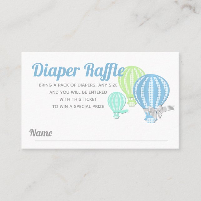 Diaper Raffle Hot Air Balloon Baby Shower Business Business Card (Front)