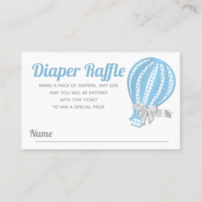 Diaper Raffle Hot Air Balloon Baby Shower Business Card (Front)