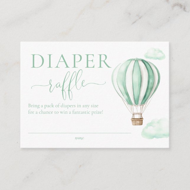 Diaper Raffle Hot Air Balloon Baby Shower Enclosure Card (Front)