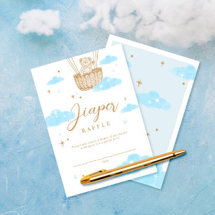 Diaper Raffle Hot Air Balloon Teddy Bear Blue Enclosure Card