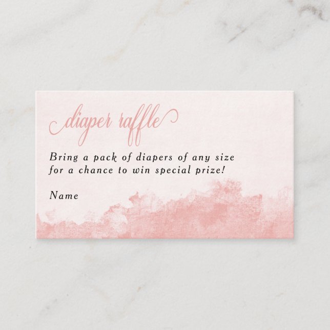 Diaper Raffle Ink Wash Texture Pink Baby Shower Enclosure Card (Front)