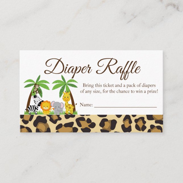 Diaper Raffle Jungle Safari Baby Shower Card (Front)