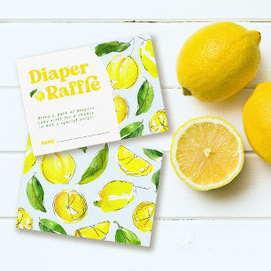 Diaper Raffle Lemon Retro Baby Shower Enclosure Card