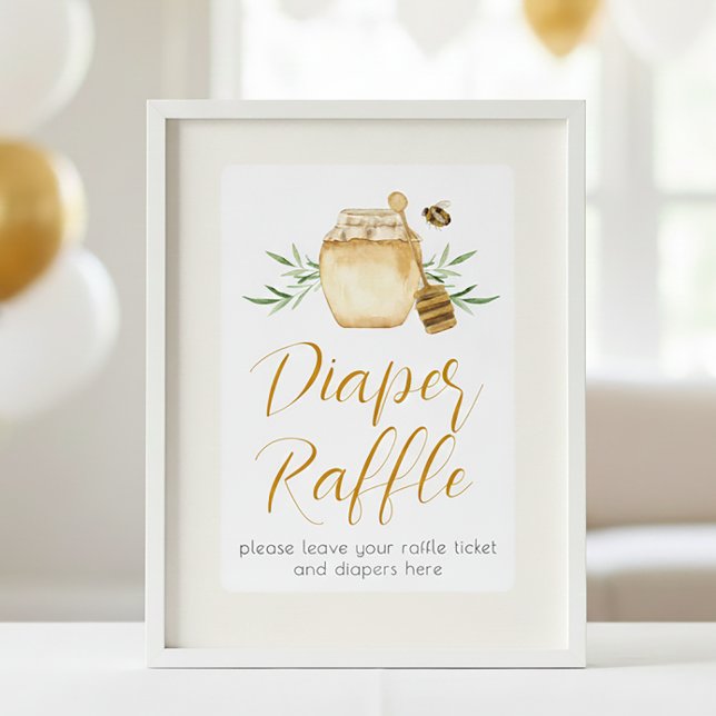 Diaper Raffle Little Honey Bee Baby Shower Table  Poster (Creator Uploaded)