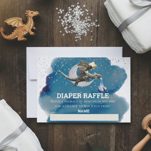 Diaper Raffle Little Knight Dragon Silver Star Invitation (Creator Uploaded)