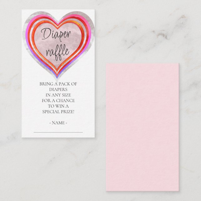 Diaper Raffle Little Sweetheart Baby Shower Enclosure Card (Front/Back)