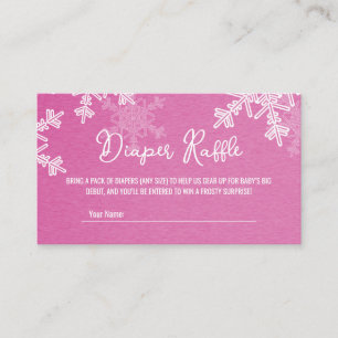 Diaper Raffle Minimalist Pink Snowflake Pattern  Enclosure Card