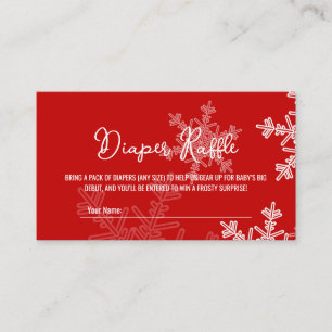 Diaper Raffle Minimalist Red Snowflake Pattern Enclosure Card