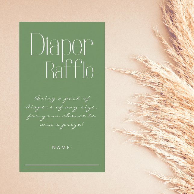 Diaper Raffle Minimalist Sage Green Baby Shower  Enclosure Card (Creator Uploaded)