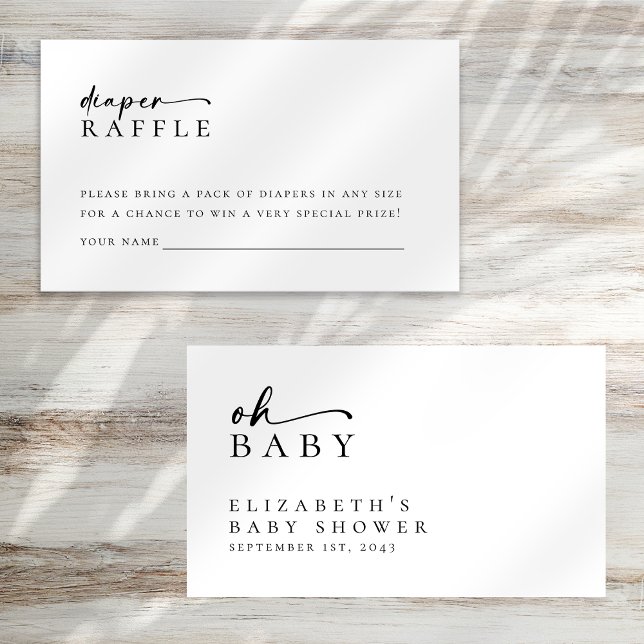 Diaper Raffle Minimalist Script Baby Shower Enclosure Card (Creator Uploaded)