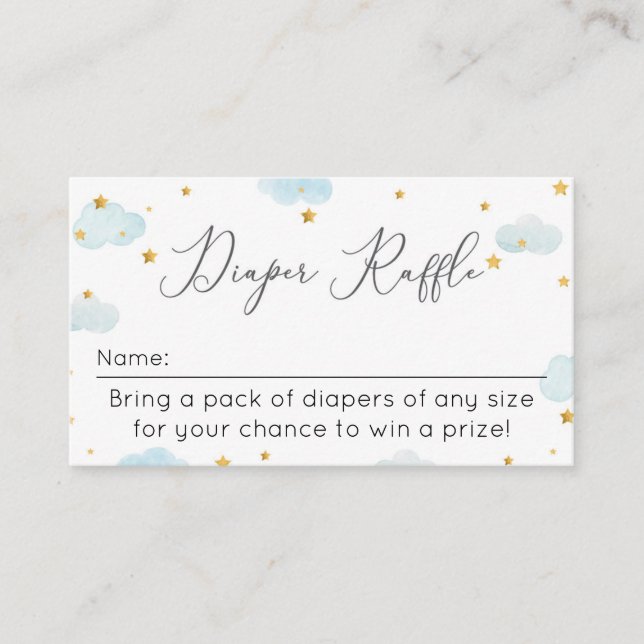 Diaper Raffle Moon & Stars watercolor baby shower Enclosure Card (Front)