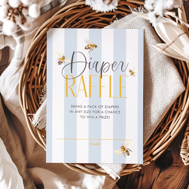 Diaper Raffle Mummy to Bee Neutral Baby Shower Enclosure Card (Creator Uploaded)
