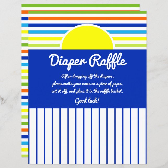 Diaper Raffle Name In the Bucket Sign (Front/Back)