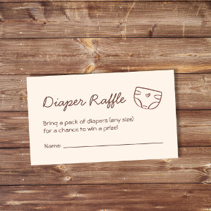 Diaper Raffle Neutral Brown Baby Shower Enclosure Card