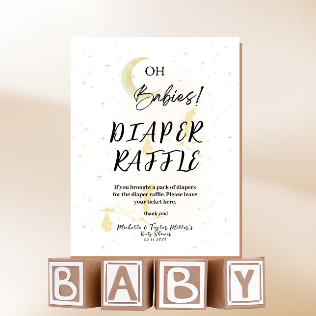 Diaper Raffle Oh Babies, Neutral Storks  Pedestal Sign (Creator Uploaded)