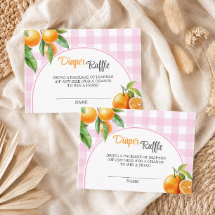 Diaper Raffle Oranges Pink Baby Shower Enclosure Card