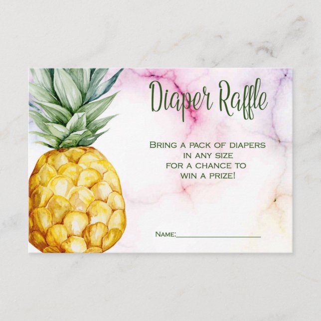 Diaper Raffle Pineapple Tropical Baby Shower Enclosure Card (Front)