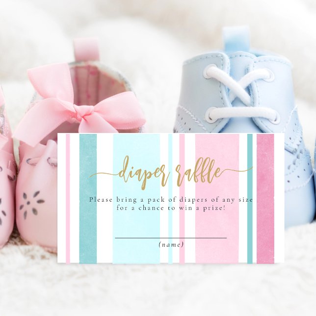 Diaper Raffle Pink and Blue Gender Reveal Party Enclosure Card (Creator Uploaded)